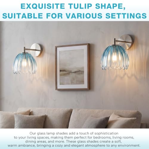 2 Pcs Glass Tulip Lamp Shade (Ombre Blue)