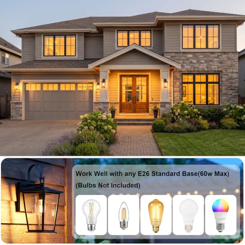 Outdoor Wall Lights Fixtures Lantern Frame 16 1 (Black-16.1in 1PCS / Non Dusk to Dawn)