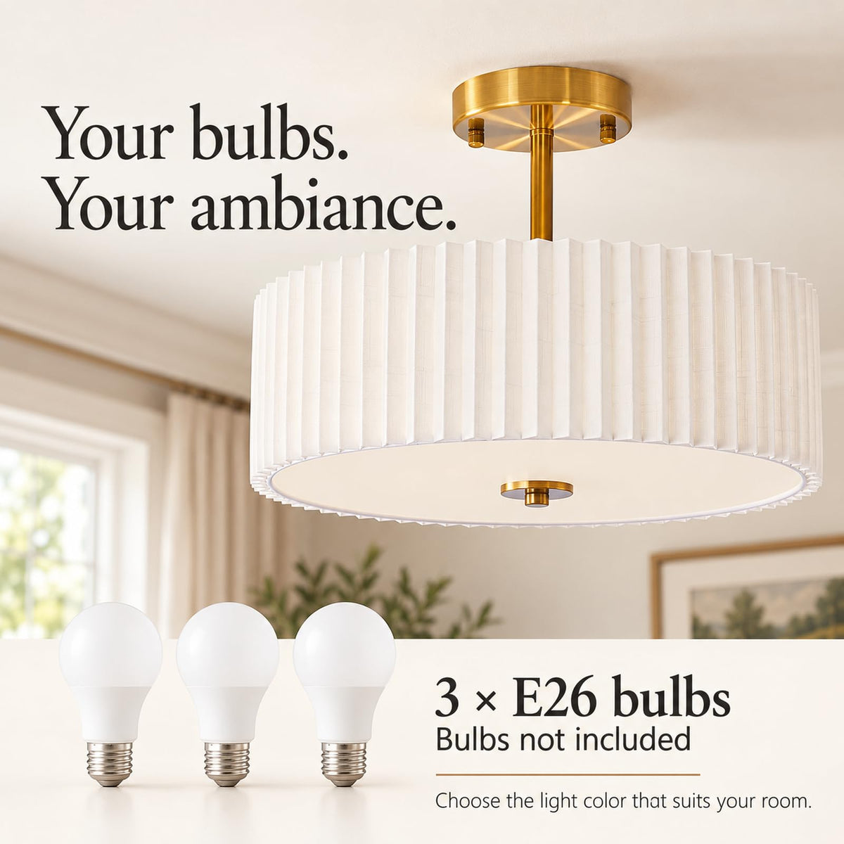 16.5" Semi Flush Mount Ceiling Light (Gold / 16.5inch)