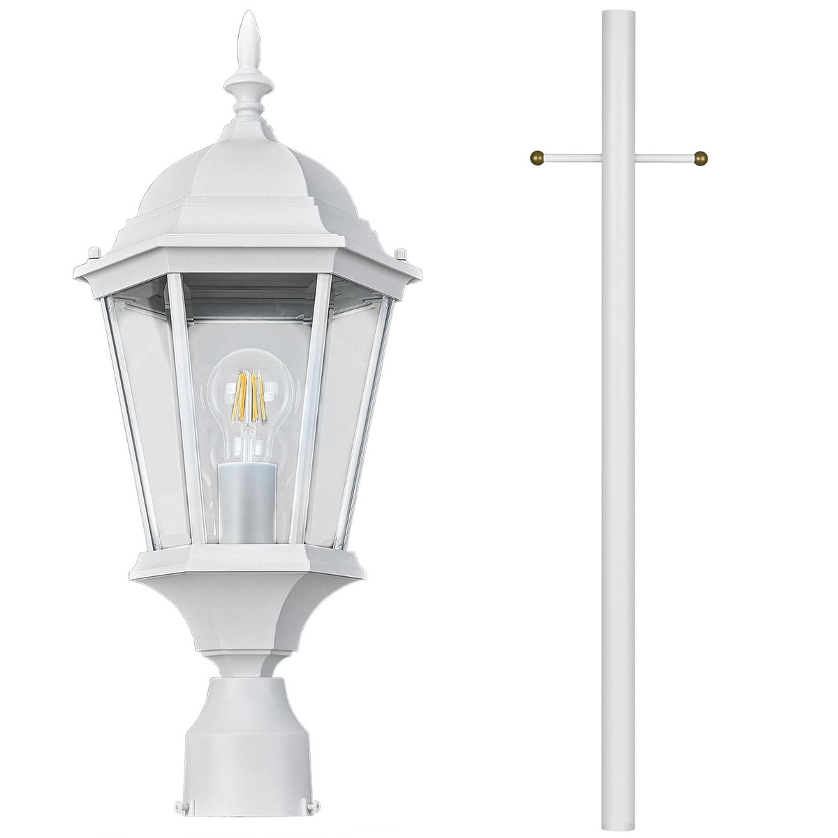 Oak Creek Outdoor Post Light and Lamp Post (White)