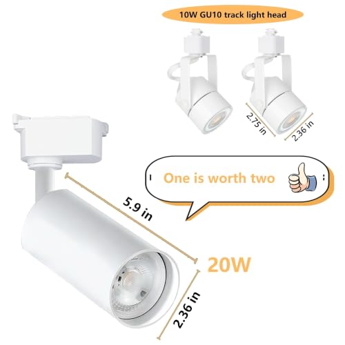 Plug in LED Track Lighting Kit H Type 4000K 2PCS 20W White (1.4FT Track Kit)