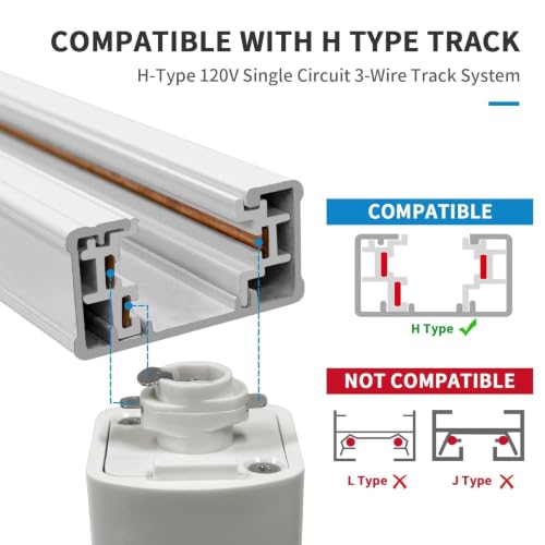 2-Set 5-Color 6-Light LED Track Lighting Kit with 6.6FT H Type Track Lighting Rail, Dimmable Track Lights with Floating Canopy, Ceiling Spot Light Flicker Free, CRI90+, 36° Beam 10W 800lm, White
