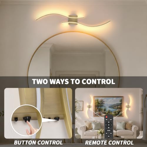 Battery Operated Wall Sconces Set of 2 (Brushed Bronze / 38.9 inch)