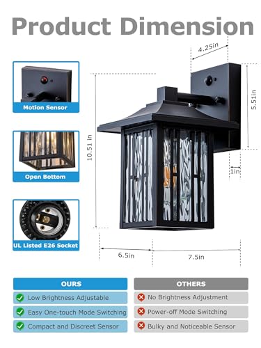 Motion Sensor Outdoor Wall Lights (2 Packs / With sensor)