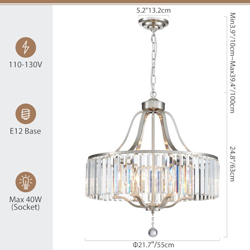Modern Crystal Chandeliers Round 6 (168-Brushed Nickel)