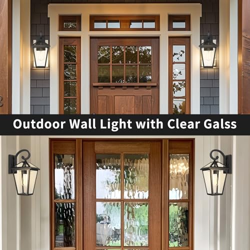 Outdoor Wall Light Fixtures (Black -Medium 2 PACK / Medium)