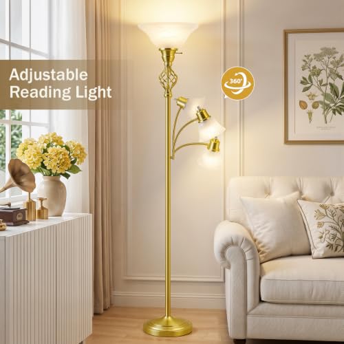 Torchiere Floor Lamp for Living Room (Gold 2)