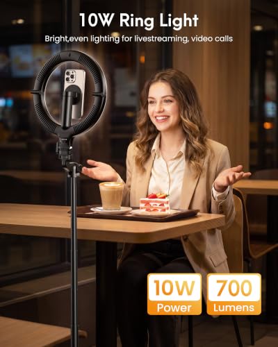 Magnetic Ring Light with Stand and Phone Holder (Black)