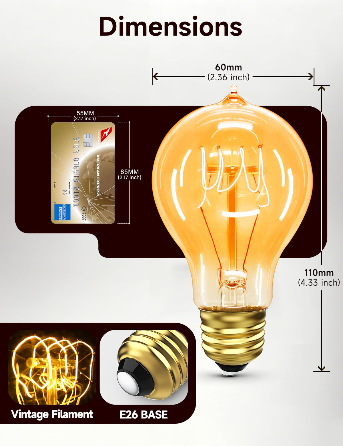 Incandescent Light Bulbs 60 Watt 2700K A19 E26