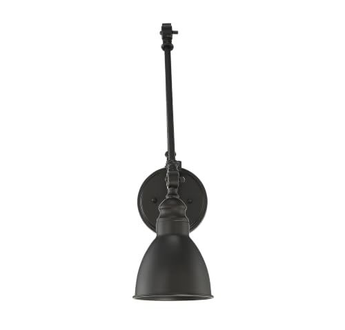 9-960-1-89 Dakota Vintage Bohemian Mid-Century Modern Metal Wall Sconce with Adjustable Arm, 1-Light 60 Watt, 17" H x 6" W, Matte Black (Matte Black)