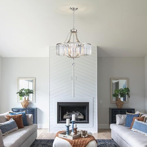 Modern Crystal Chandeliers Round 6 (168-Brushed Nickel)