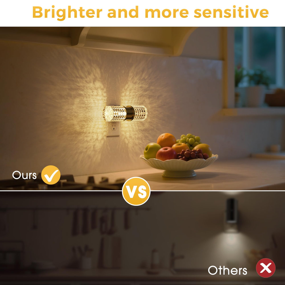 Night Light Dimmable Night Lights Plug into Wall (Gold Ring-3000K Diamond / 2 Pack)