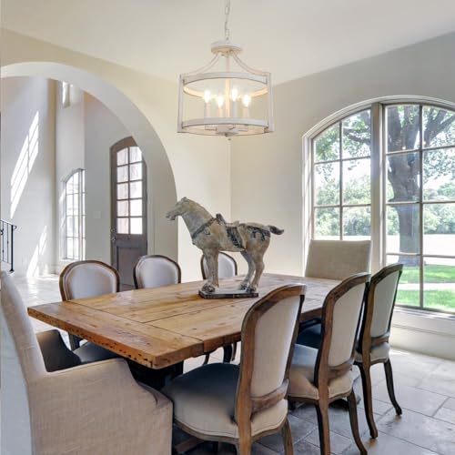 4 Light Farmhouse Chandelier (4 Lights Vintage White)