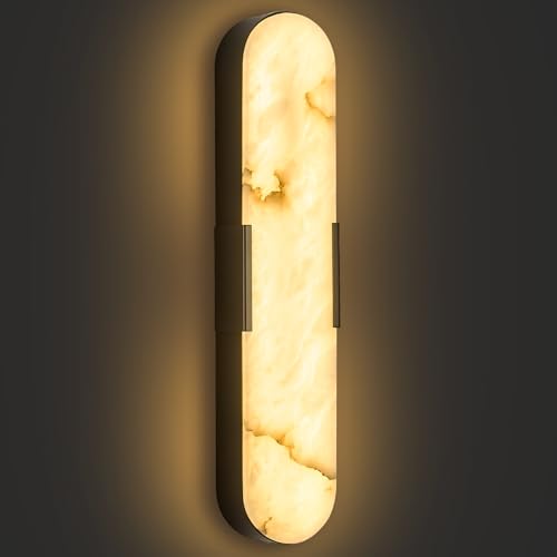 20in Alabaster Wall Sconce 3000k (Black-Warm light / 20in-1pack)