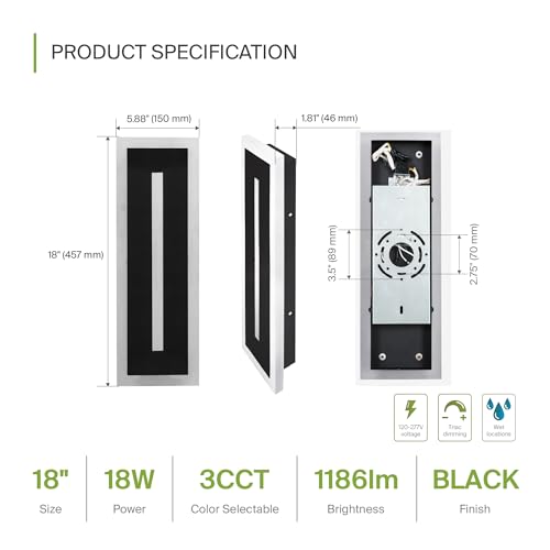 18" LED Linear Wall Sconce (Black)