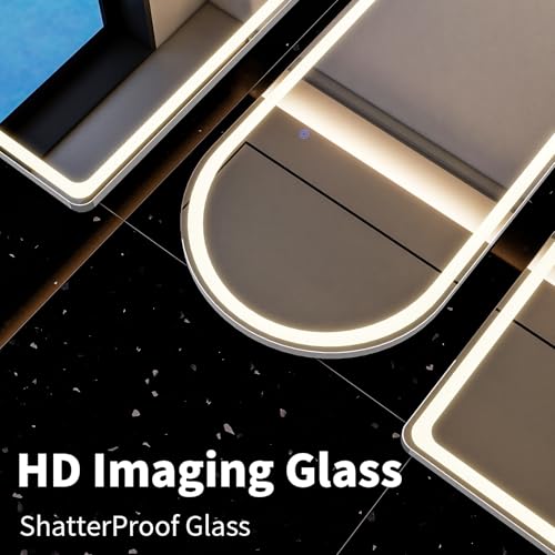 71"x26" LED Arched Mirror Full Length with Dimmable Lights (White / 71"L x 26"W)