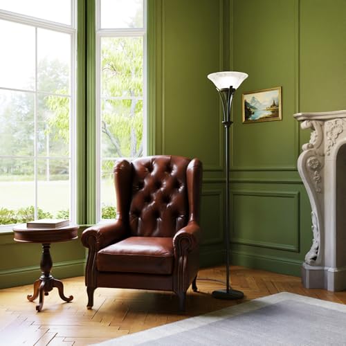 63361 Gatineau 71" Dark Bronze Floor Lamp with Alabaster Glass Shade (Rustic)