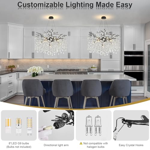 Modern Farmhouse Chandeliers for Dining Room (Black / A-D24 Inch)
