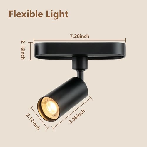 Mini Track Lighting Kit 3CCT 2PCS Black Flexible Space Saving (Black 3CCT / 2‑Light 0.6Ft Track Kit)