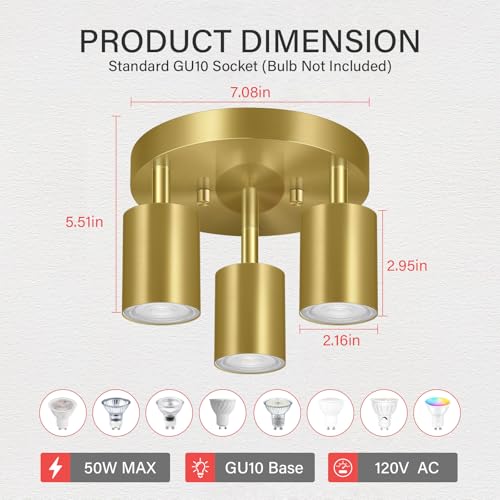 LED 3 Light Track Lighting Kit (3 Light-Gold)