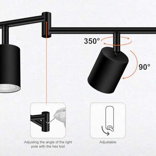 Track Lighting Fixture Ceiling (Black / 44.3" 6 Light Track Light)
