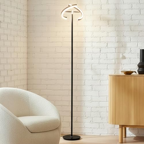 Halo Split Modern Bright LED Torchiere Floor Lamp for Offices (Jet Black)