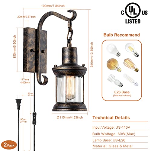 Rustic Wall Lamps (2 packs)