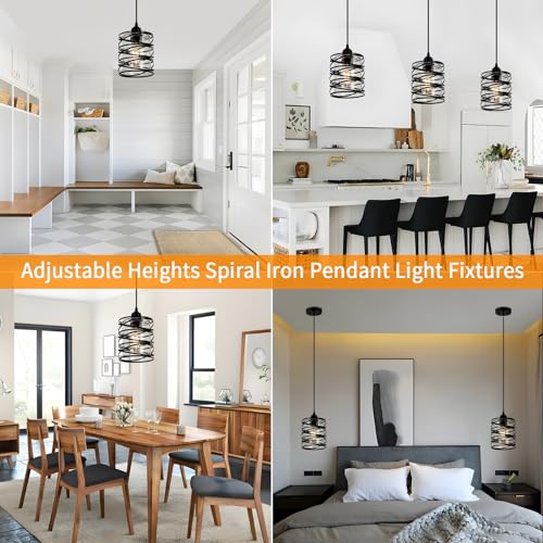 Black Modern Pendant Light for Kitchen Island Over Sink (Black Seeded Glass / 1 Light)