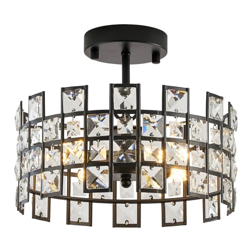 Black Crystal Pendant Light (Small Matte Black)
