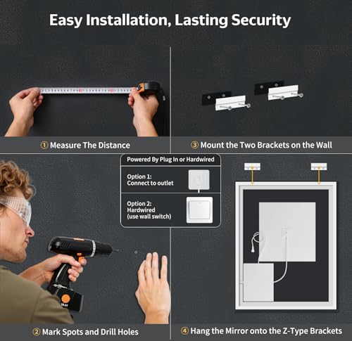 24"x32" LED Bathroom Mirror with Lights (Frontlit & Backlit / 32"L x 24"W)