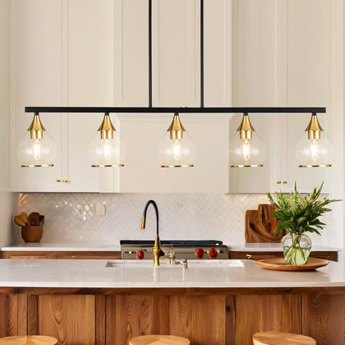 Island Light for Kitchen (Black and Gold / 5-Light)