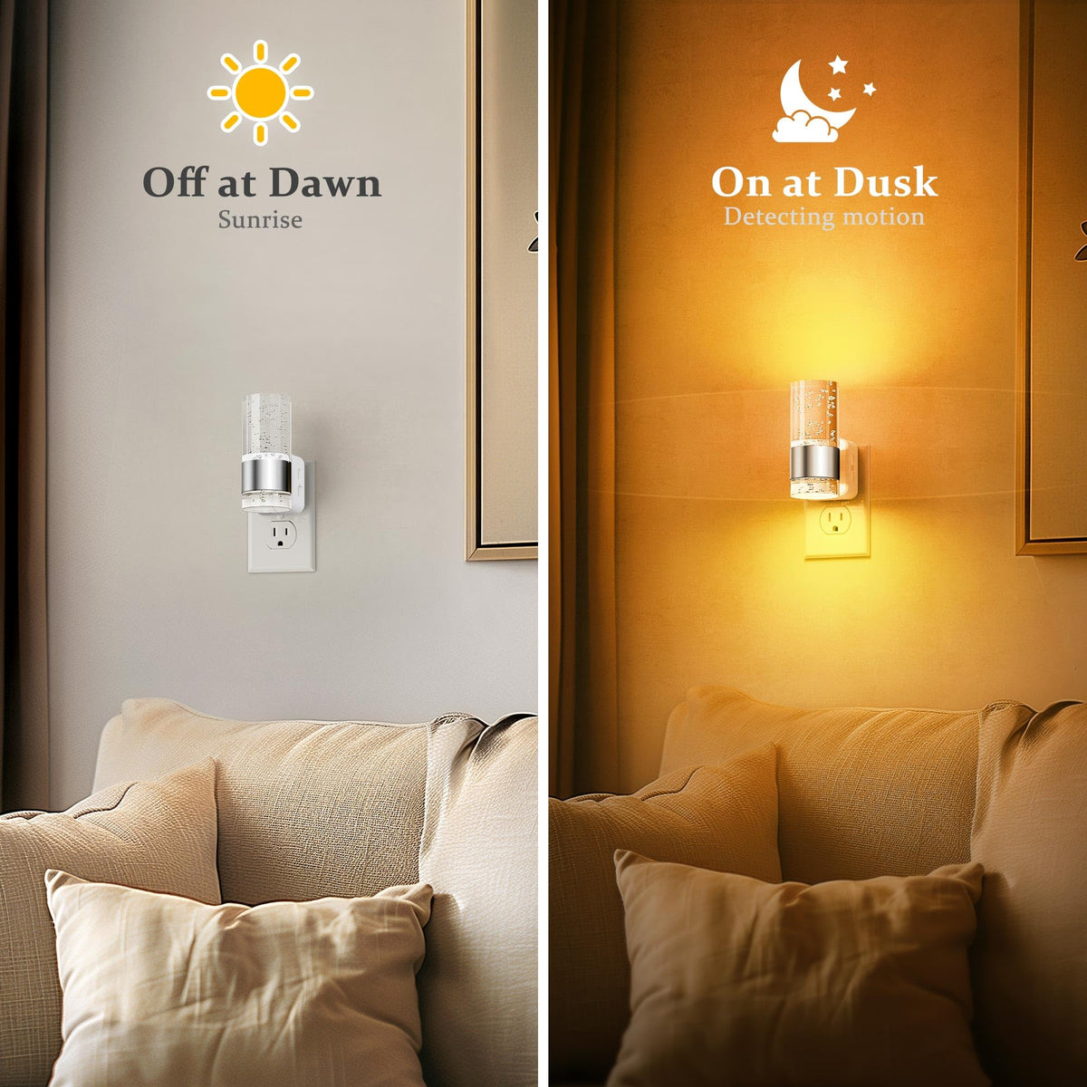 Night Light Automatic Night Lights Plug into Wall (Silver)