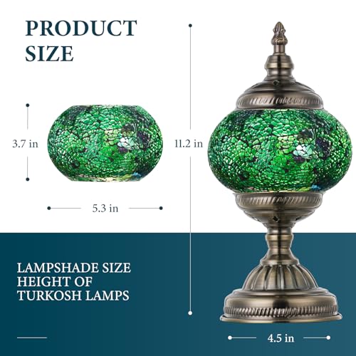 Turkish Mosaic Lamp Stained Glass Table Lamp with Tiffany Style (Shard Green)