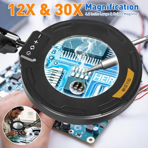 Ultra Long 3 Section Swing Arm 12X 30X Magnifying Glass with Light (35.2 Inch)