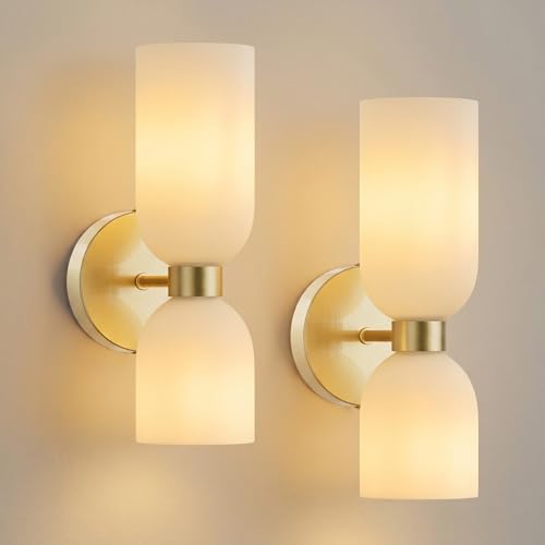 2 Light Wall Sconces with Cylinder Glass Shades