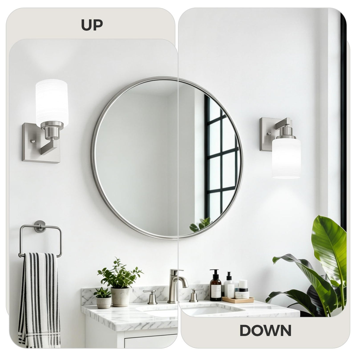 Bathroom Wall Sconces Set of 2 Brushed Nickel Single Vanity Light (Nickel / 1-Light(2 Pack))