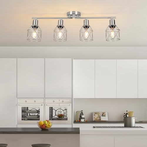 Ceiling Lighting Fixtures (Brushed Nickel / 4-Light-Cage)