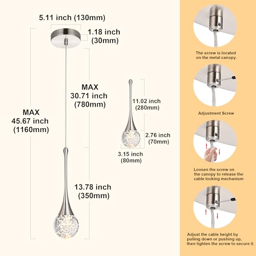 1 Light Modern Black Crystal Chandelier