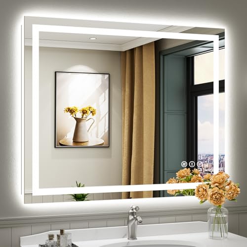 44x36 Inch LED Bathroom Mirror with Lights (Backlit+front Lit / 44"L x 36"W)