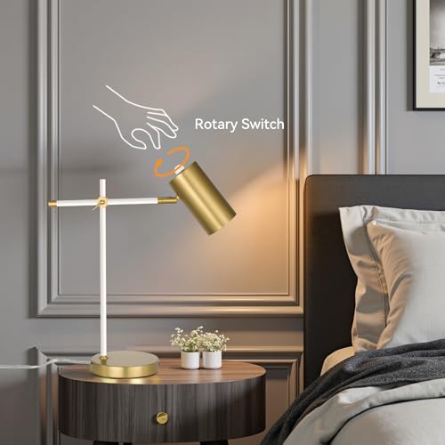 Modern White and Gold Desk Lamp with Type C Charging Port (White & Gold)