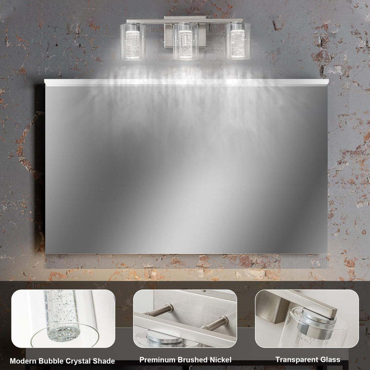 3 Light Brushed Nickel Vanity Light with 3 Color Modes (3-light / Brushed Nickel)