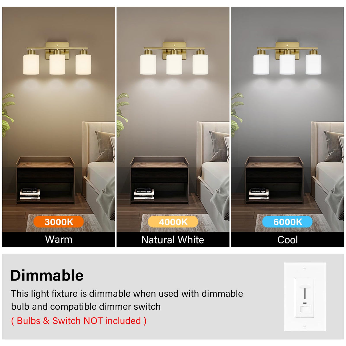 Brushed Gold Bathroom Light Fixtures Vanity Lights Over Mirror (Brushed Gold / 17.30 inch)