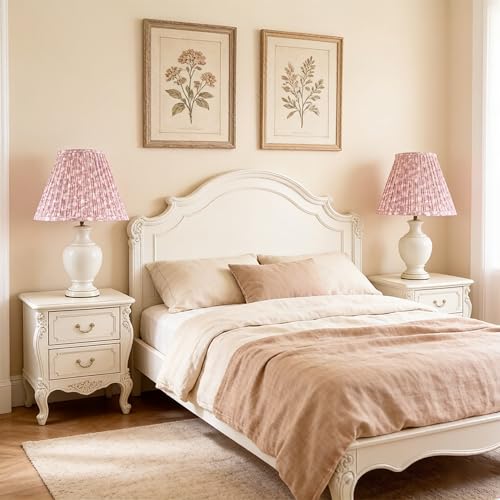 Lamp Shades Pink Floral Set of 2 Bell Shade 6"×13"×9.8" (Pink-2 Pack / 6*13*9.8in)