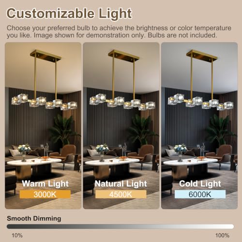 Linear Crystal Dining Room Chandelier (8 lights Gold)