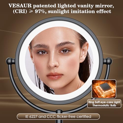 Professional 8.5" Large Lighted Makeup Mirror with Brighter Lights