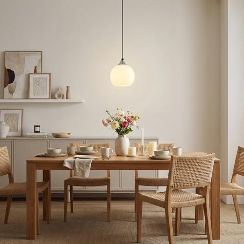 White Pendant Lights Kitchen Island 1 Pack (Milky White / S - 5.9 in)