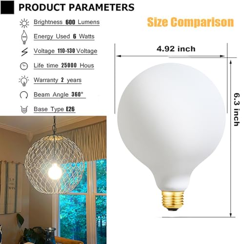 Globe Light Bulbs 60 Watt Replacement for Decorative (Warm White)