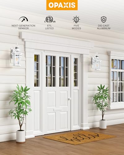 2 Pack Motion Sensor Outdoor Wall Lantern (White / 2-Pack)