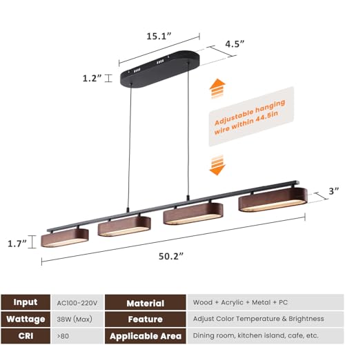 50.2" Kitchen Island Lights (50.2 in - Large Plate / Walnut)