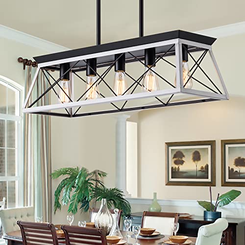 5 Light Linear Pendant Light Fixture Kitchen Island Lighting Antique Industrial Metal Farmhouse Chandeliers